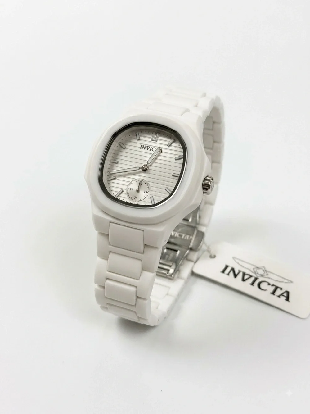 Invicta White Ceramic Women's Watch with Silver Dial Accents